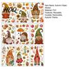 Office Glass Partition Decorations 9Pcs Fall Gnome Static Window Clings Thanksgiving Maple Leaf Turkey Pumpkin Autumn Decals PVC Stickers,