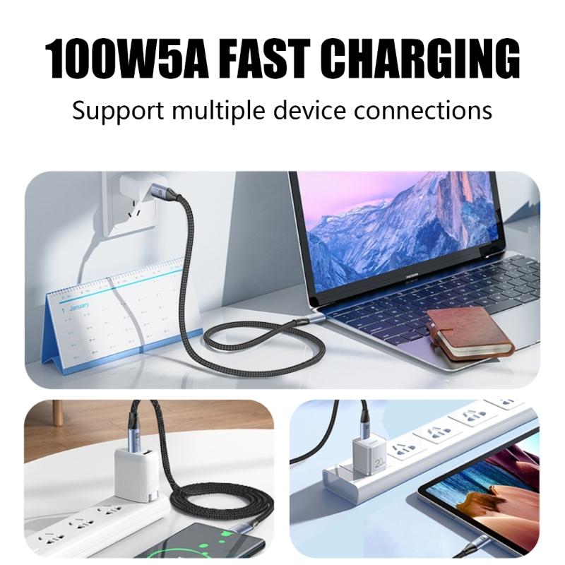 Fast Speed USB Type C Male To Male Charging Cable Cord 100W Fast Charging 4K Video Data Transfer for Tablets Phones