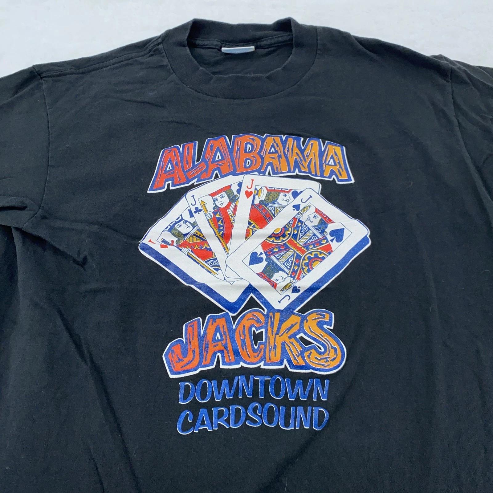 

Vintage Alabama Jacks Shirt Medium Key Largo Florida Cardsound Poker Tee 90s USA L