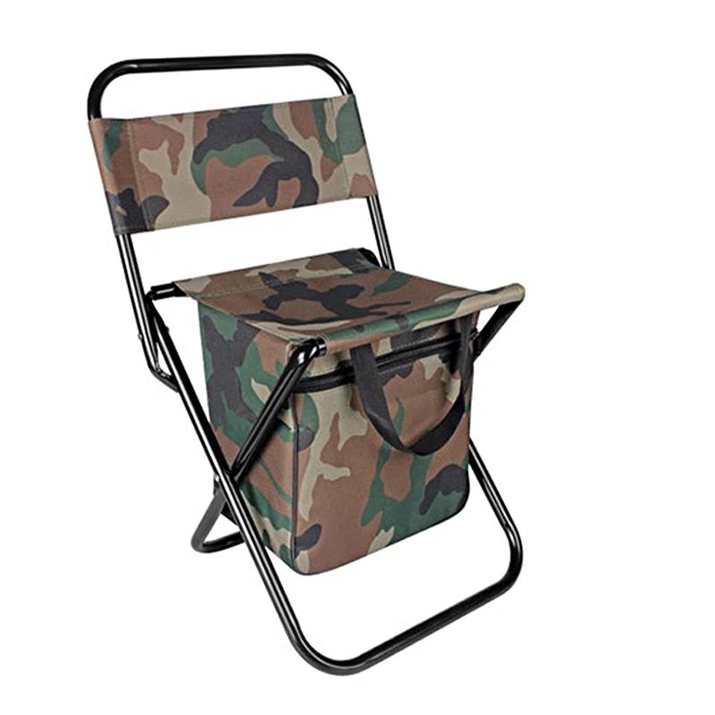 

Portable 2-in-1 Folding Fishing Chair with Cooler Bag Lightweight Foldable Fishing Stool Outdoor Camping Backrest Chair камуфляжний