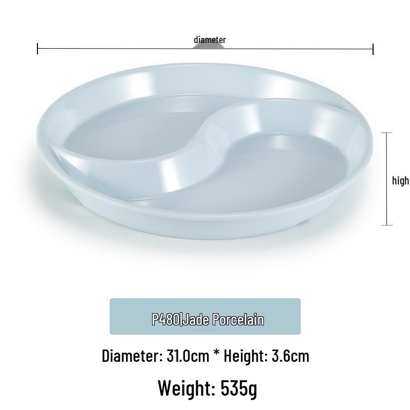 Double Compartment Melamine Tai Chi Dinner Plate – Plastic Meal Separator