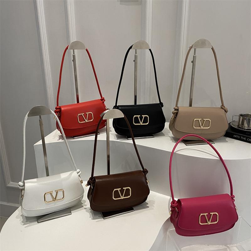 Spring new foreign solid color texture exquisite underarm bag women's retro trend high-end personality casual shoulder bag