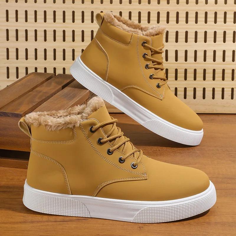 Men's Boots Winter Plush Warm Snow Boots Quality Waterproof Leather Boot Winter High-top Sneakers Casual Ankle Boot Botas Hombre