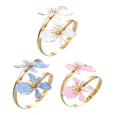 Fashion Adjustable Flower Bangle Bracelet Elegant Opening Bangles Alloy Texture Perfect for Everyday and Evening Outfits