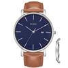 BUREI Waterproof Quartz Watch with Date Slim Leather Casual Women's Display, Strap, Stylish, Simple, Lightweight,