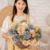 Artificial Flower Realistic Delicate Home Party Ornament Solid Color Fake Dahlias with Stem for Wedding Celebration