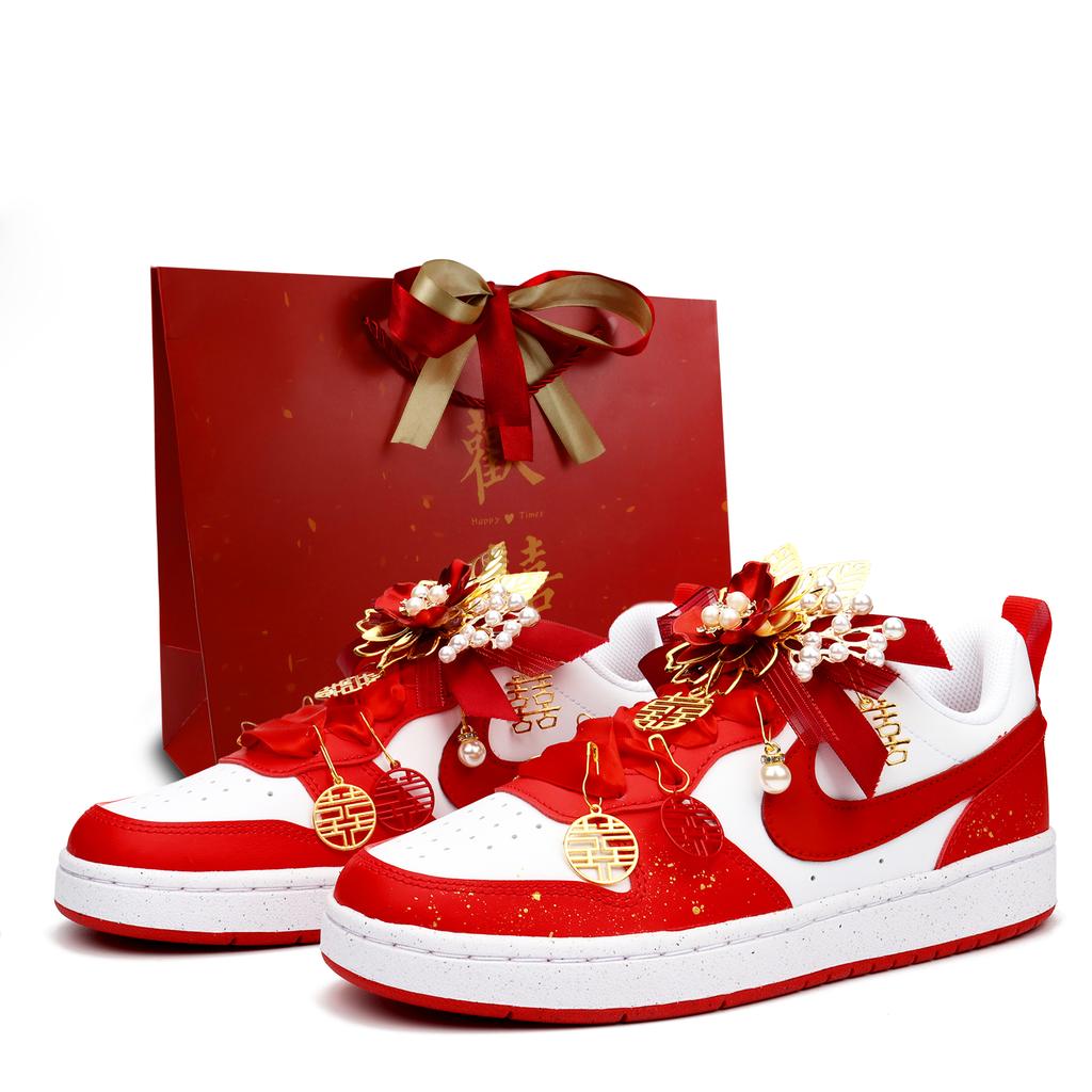 Nike Court Borough Eternal Love Slip Resistant Cushioning Low top Skateboard Shoes Women's Red DV5456-137(Team900-)