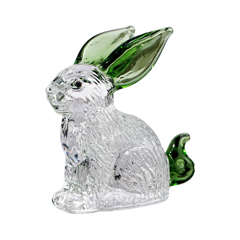 Cute Rabbit Statue Desktop Rabbit Decoration Elegant Faux Rabbit Figurine Glass Art Sculpture for Home Office Decor