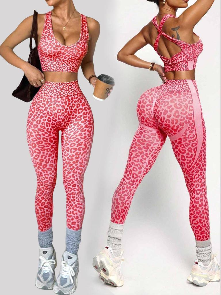 Women's Seamless Cross-Back Sports Yoga Set - 2-Piece Fitness & Casual Wear