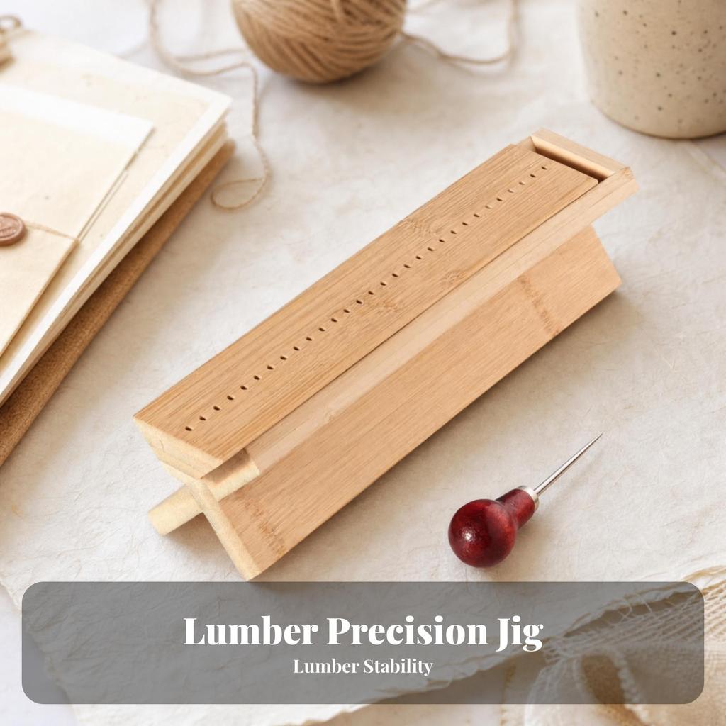Natural Wood Bookbinding Guide with Awl Easy-to-Use for DIY Stationery Makers