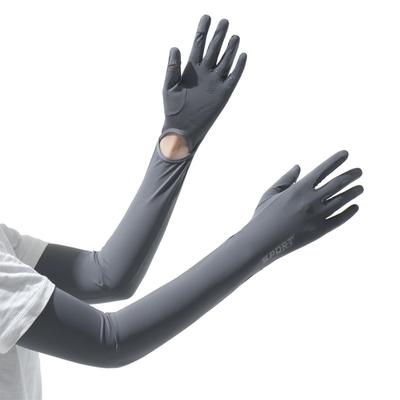 Summer Sunscreen Sleeves Women's UV Protection Ice Silk Integrated Extended Gloves Driving Sunshade Extended Arm Cover Outdoor