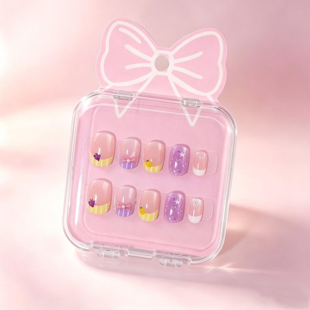 Cat's Eye Press On Nails Short Nail Tips New Nail Stickers Children Wearing