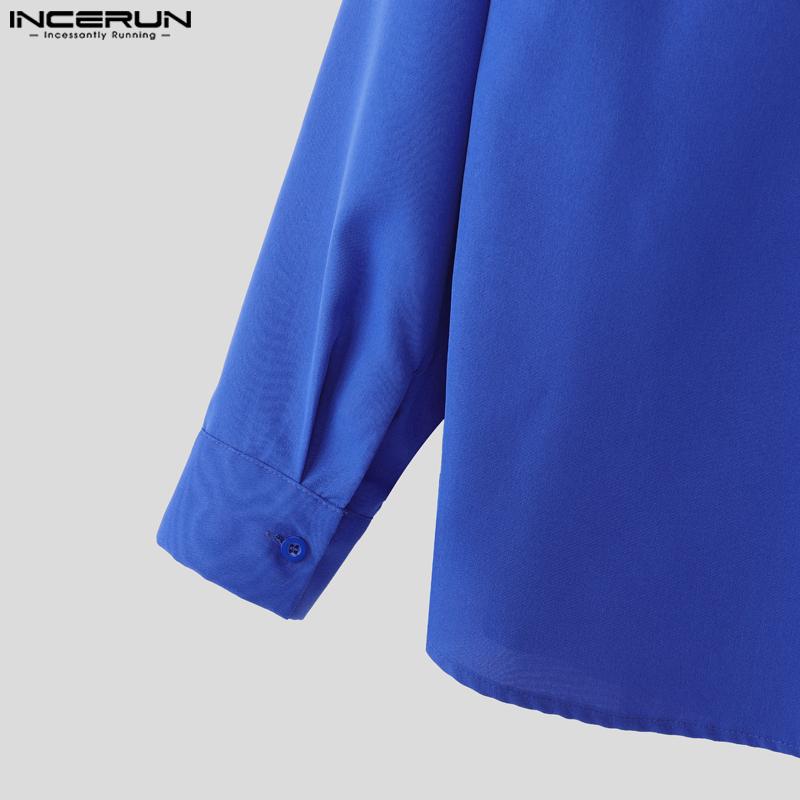 INCERUN Men Two Pieces Long Sleeve Buttons Shirts with Wrap Hem Sets