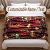 Christmas Theme Soft Blanket Personalized Custom Name Text Print Warm Blanket Home Sofa Bedroom Decor