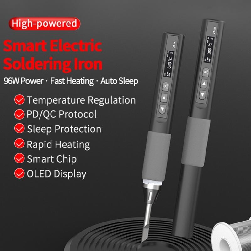 Intelligent Temperature Control Soldering Iron 96W Welder High Power Welding Pen for Fast Heating &Precise Welding