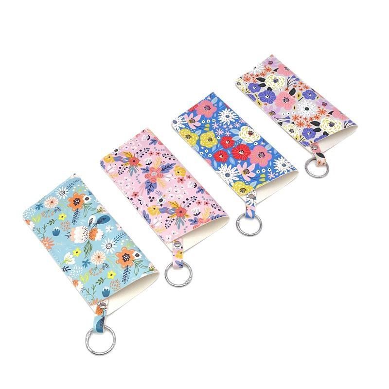Pu Leather Sunglasses Storage Bag Printed Durable Hanging Sunglasses Portable With Keyring Sunglasses Pouch