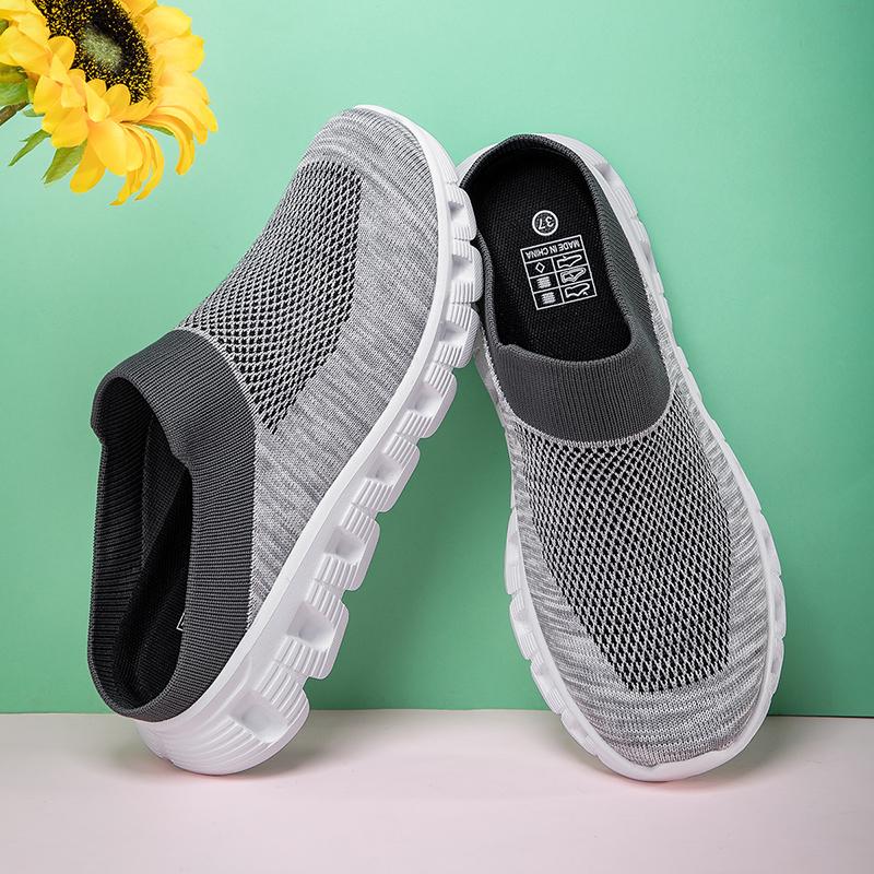 Baotou half slippers new outer wear maternity shoes soft sole large size cotton slippers knitted office