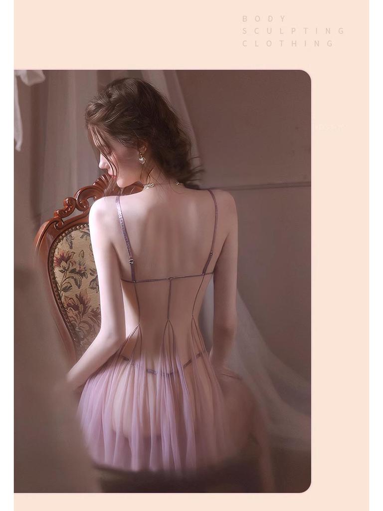 Damen Sexy Bügel Push-up Mesh Camisole Nachthemd