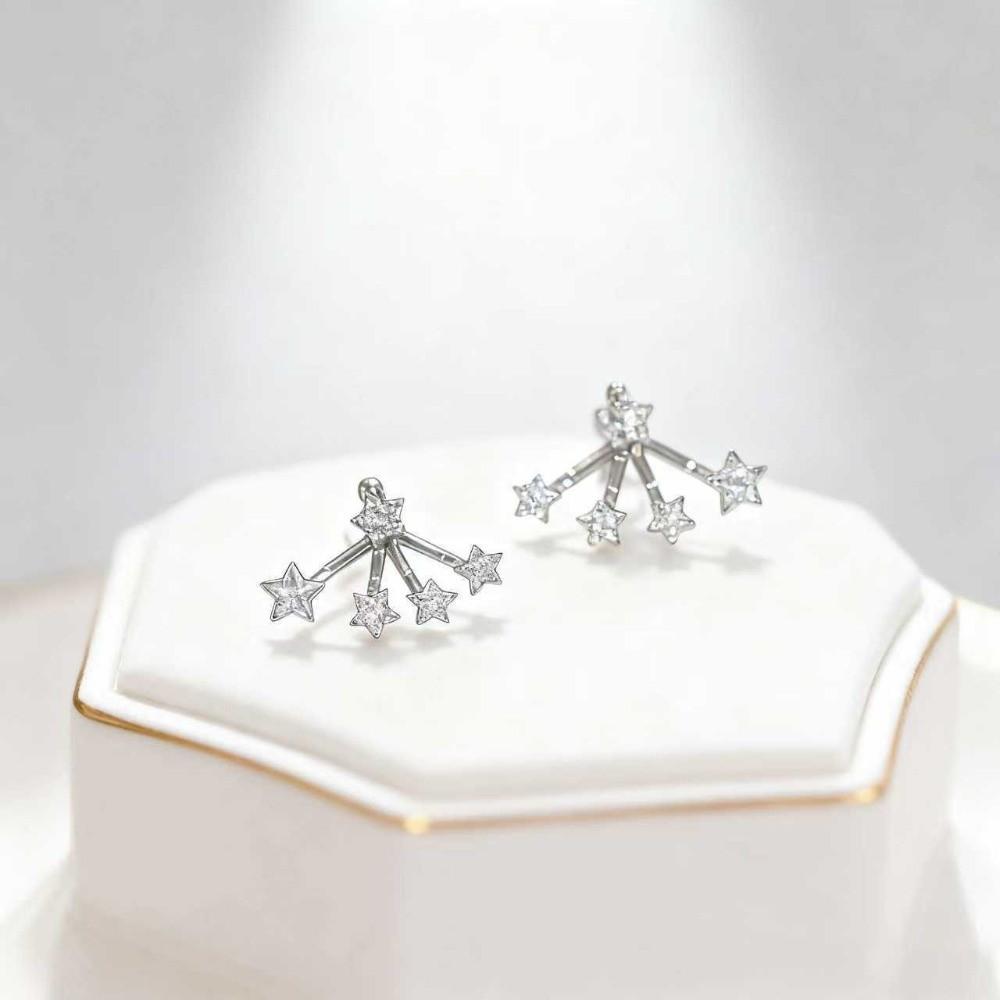 Elegant Sparkling Studs Light Luxury Zircon Earrings Women Star Crystal Earrings  Gifts