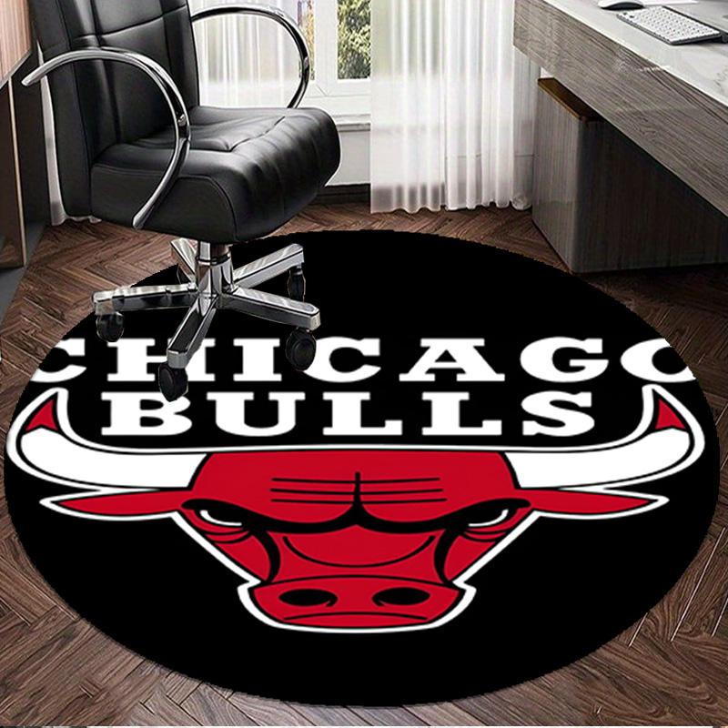 1PC Chicago Neon Cityscape Round Rug, Non-slip Chair Mat, Home Decor, Circle Carpet Perfect for Office, Bedroom, Living Room,Christmas Gift