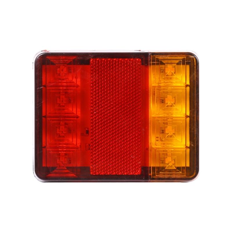2Pcs LED Trailer Tail Light 12V 8 LED Amber Red Taillight Turn Signal Brake Running Tail Stop Light for Truck Camper RVs