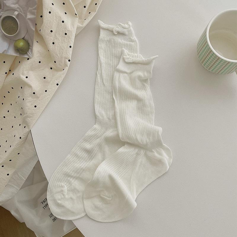 

Свободные и легкие летние однотонные дышащие сетчатые носки для женщин, универсальные и непринужденные носки-гольфы 1 pair белый