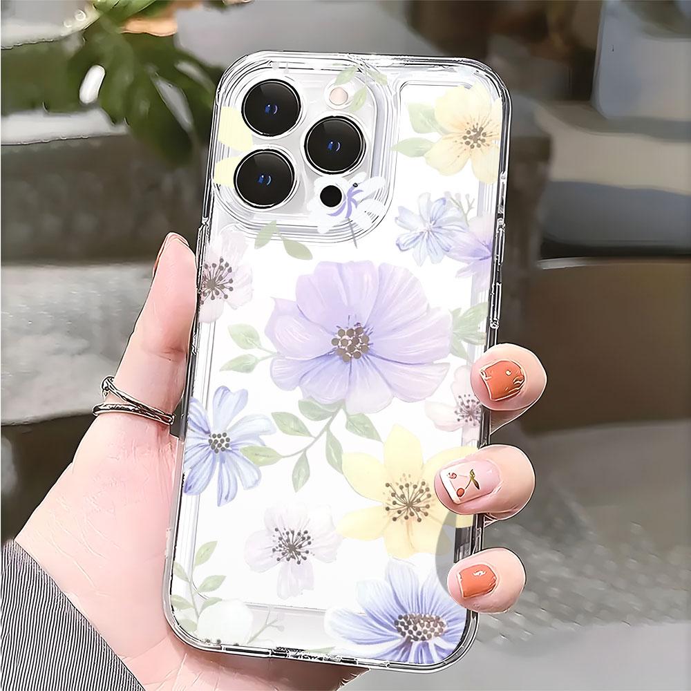 Pastel Watercolor Flowers Phone Case for IPhone 17 15 16 14 13 12 11 Pro Max Plus 12 13 Mini TPU Protect Cover