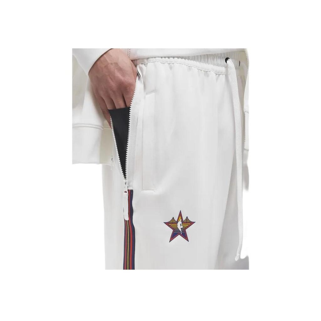 Jordan X NBA All-Star Logo Quick-Dry Comfortable Drawstring Knit Sports Pants Men Pants White HF5821-100