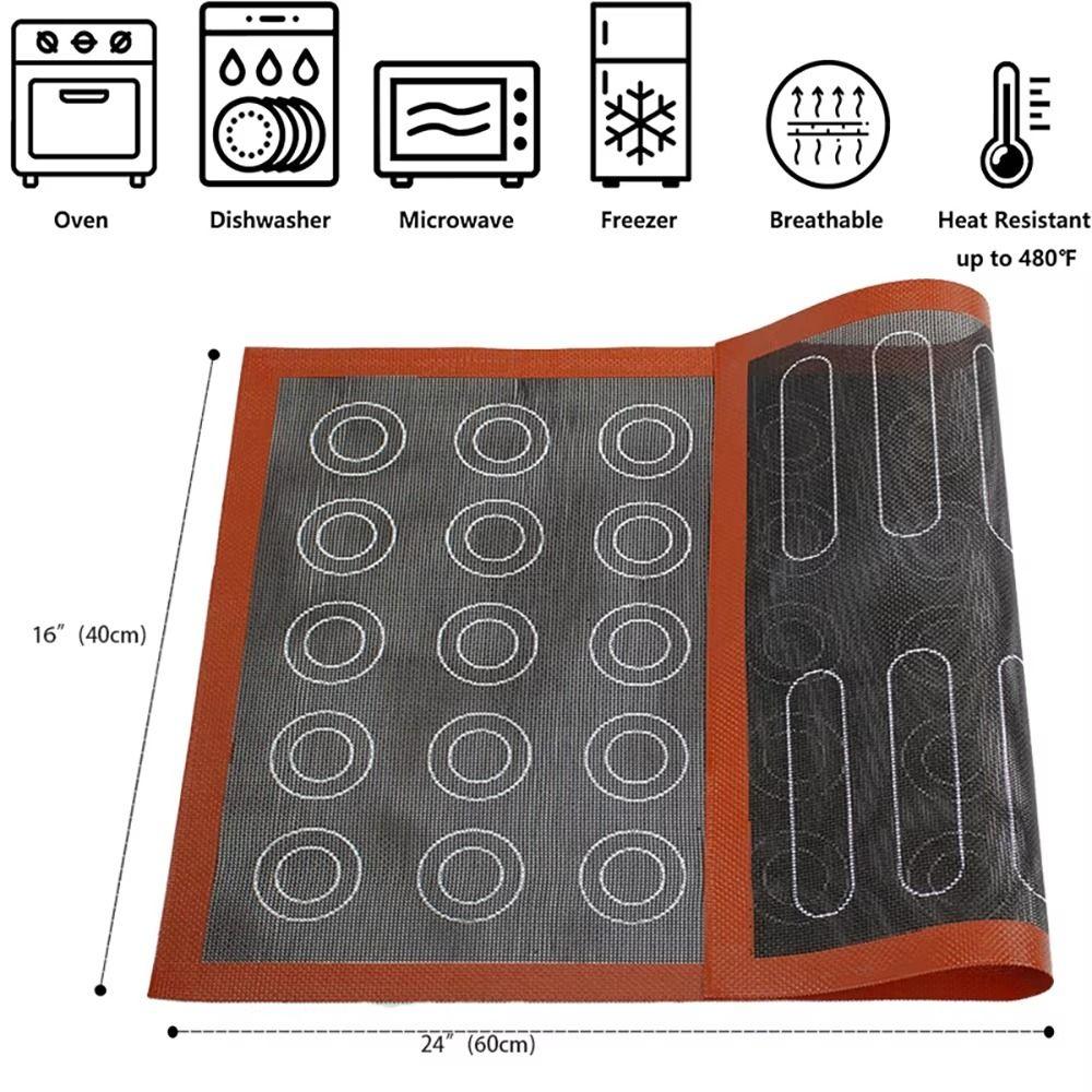 1PC Durable with Button Silicone Baking Mat Reusable Heat Resistant Oven Liner Non-stick 30x40cm Pastry Mat Baking Supplies