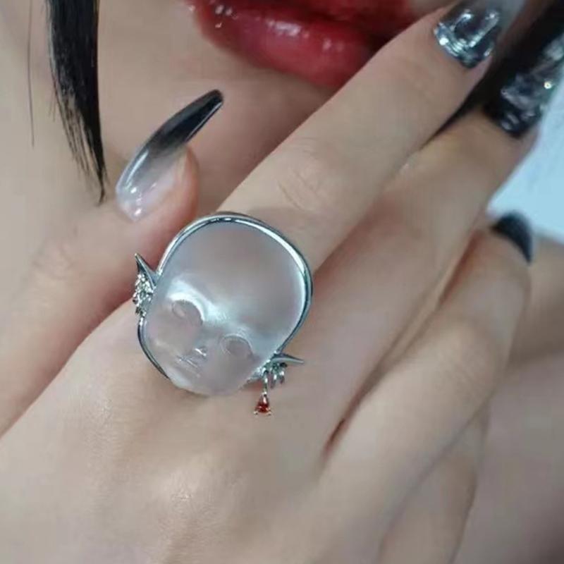 Baby Face Adjustable Ring Open Rings Fashion Adjustable Finger Rings Alloy Material Open Rings Gift for Women Girlfriend