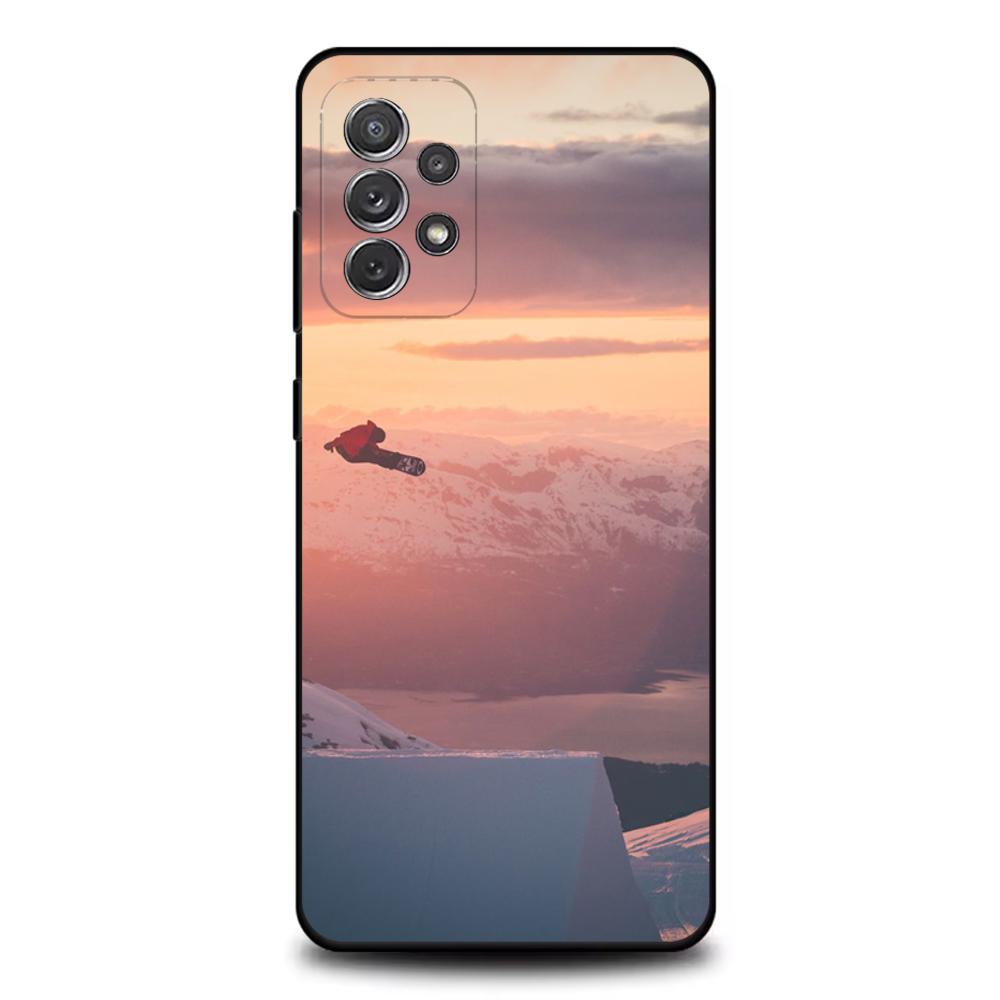 Skiing Snow Snowboard Ski Phone Case For Samsung S25,S24,S21,S22,S23,S30,Ultra,S20,Plus,Fe,Lite,Note,10,9,5G Black Cover