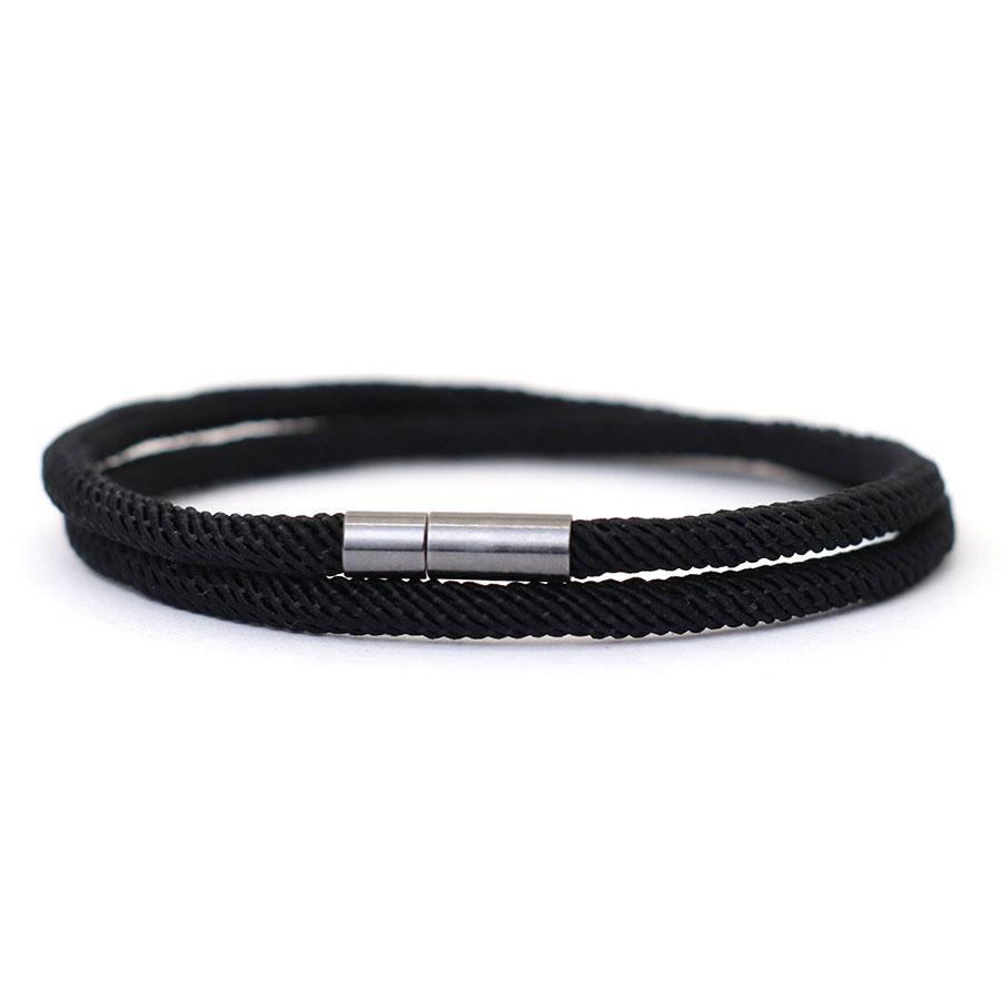 Noter New Arrival Mens Rope Bracelet 4mm Nylon Double Layer Lucky Thread Braclet Nickel Black Detachable Buckle Gift For Him