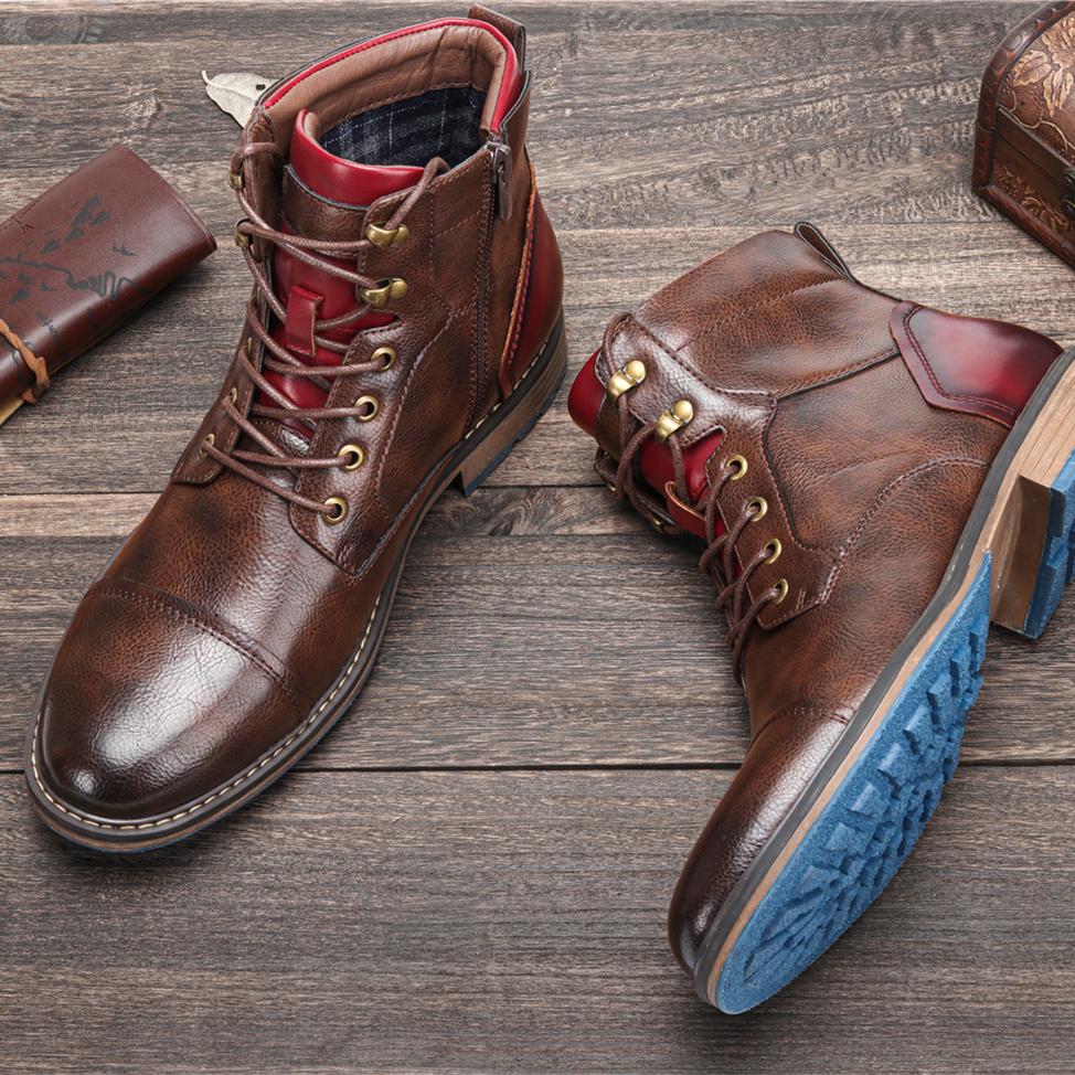Größe 39 ~ 48 Retro-Herrenstiefel, modische, bequeme Herren-Lederstiefel