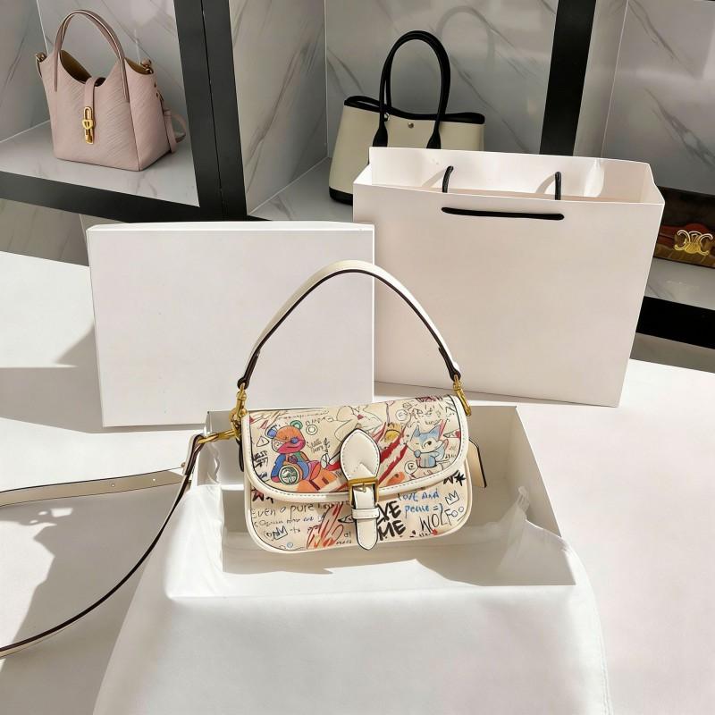 

Cute Bear Graffiti Small Square Bag High-end Fashion Contrasting Color Portable Shoulder