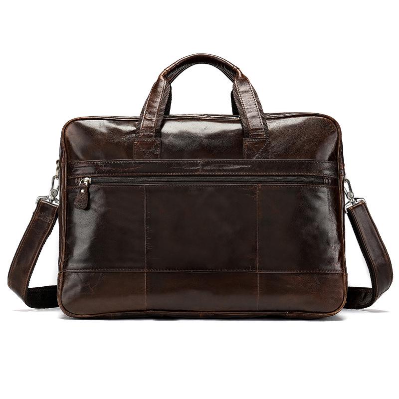 Genuine Leather Large Capacity Men's Briefcase: Handheld, Business & Commuting Document Bag