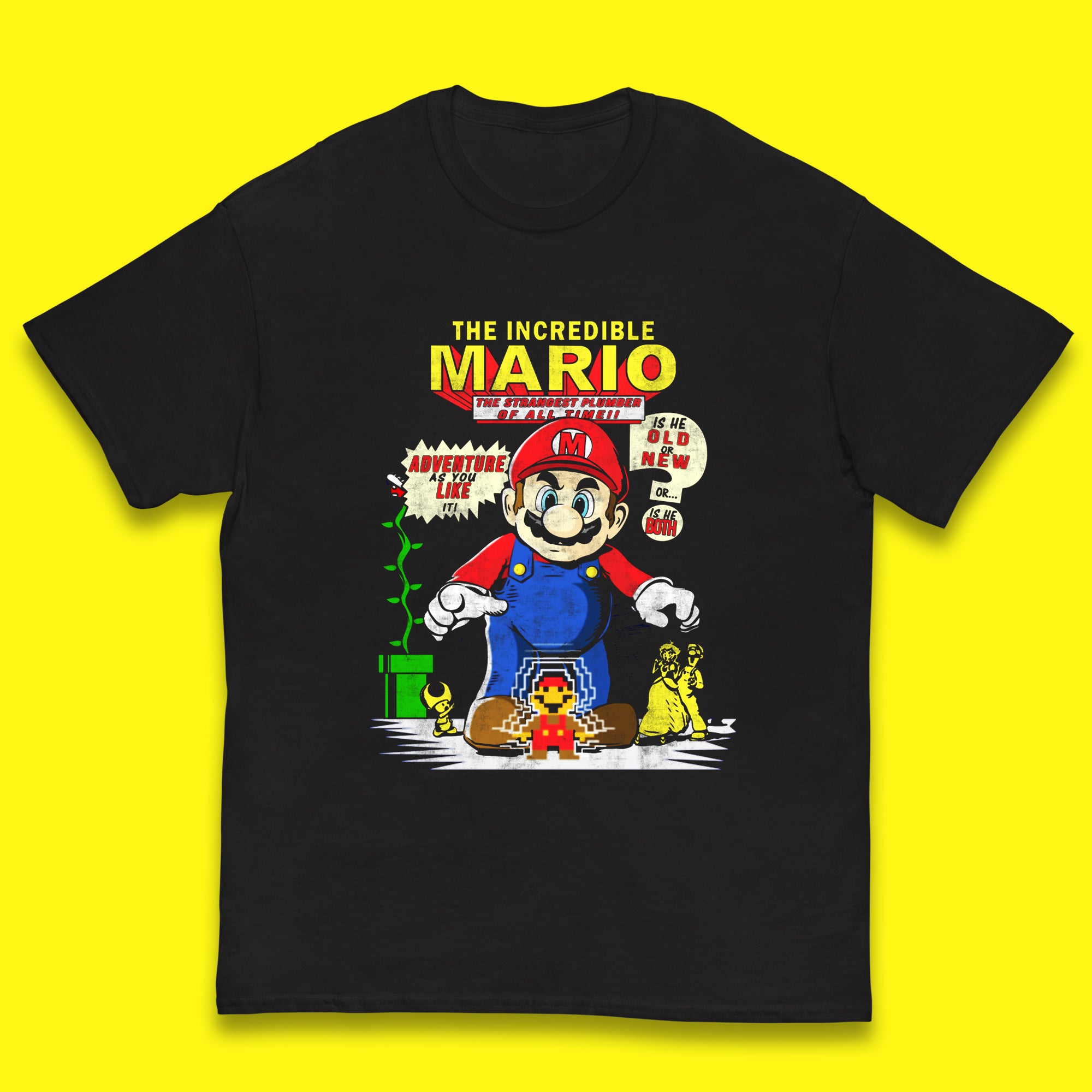 The Incredible Mario The Strongest Plumber Of All Time Super Mario Funny Plumber Mario Bros Gaming Kids T Shirt 120