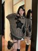 Women's Star Design Off-Shoulder Long-Sleeve T-Shirt - Spicy Girl Autumn Edition, Loose Fit with Drawstring Hem