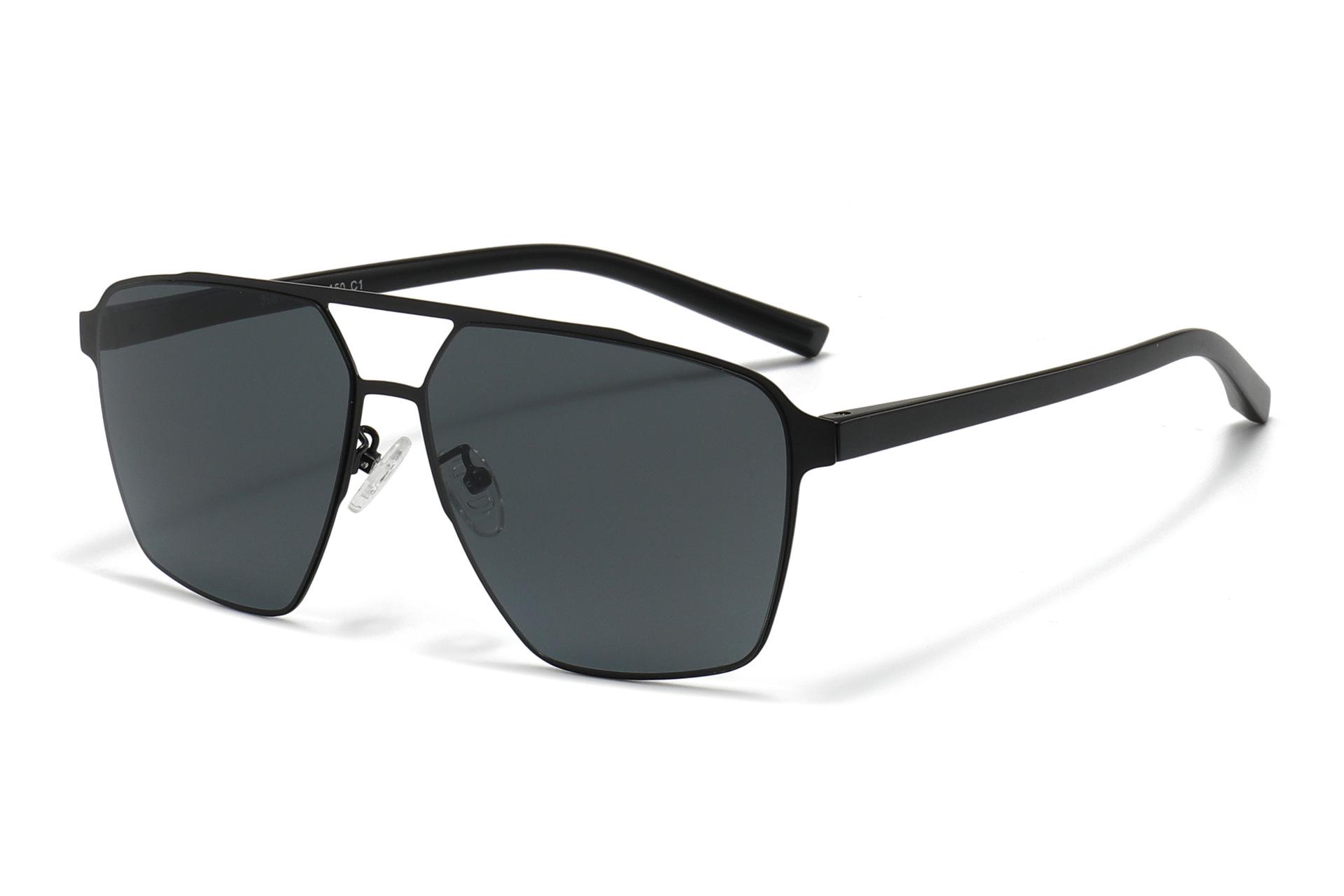 Fashion 2026 Polarized Square Frame Nylon Sunglasses for Men - Retro Double Bridge, Versatile Sun Protection