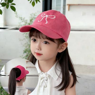 Kids Baseball Caps For Boys Girls Sun Hat Embroidery Bow Hollow High Ponytail Hats Summer Sun Protection Hat Children Peaked Cap