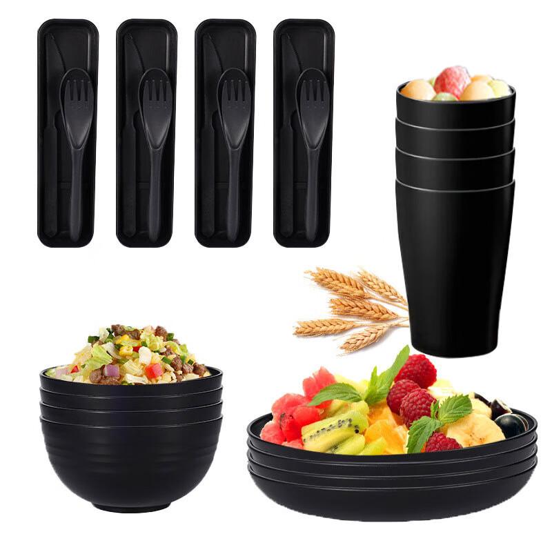 ZISIZ Portable 28-Piece Plastic Tableware Set