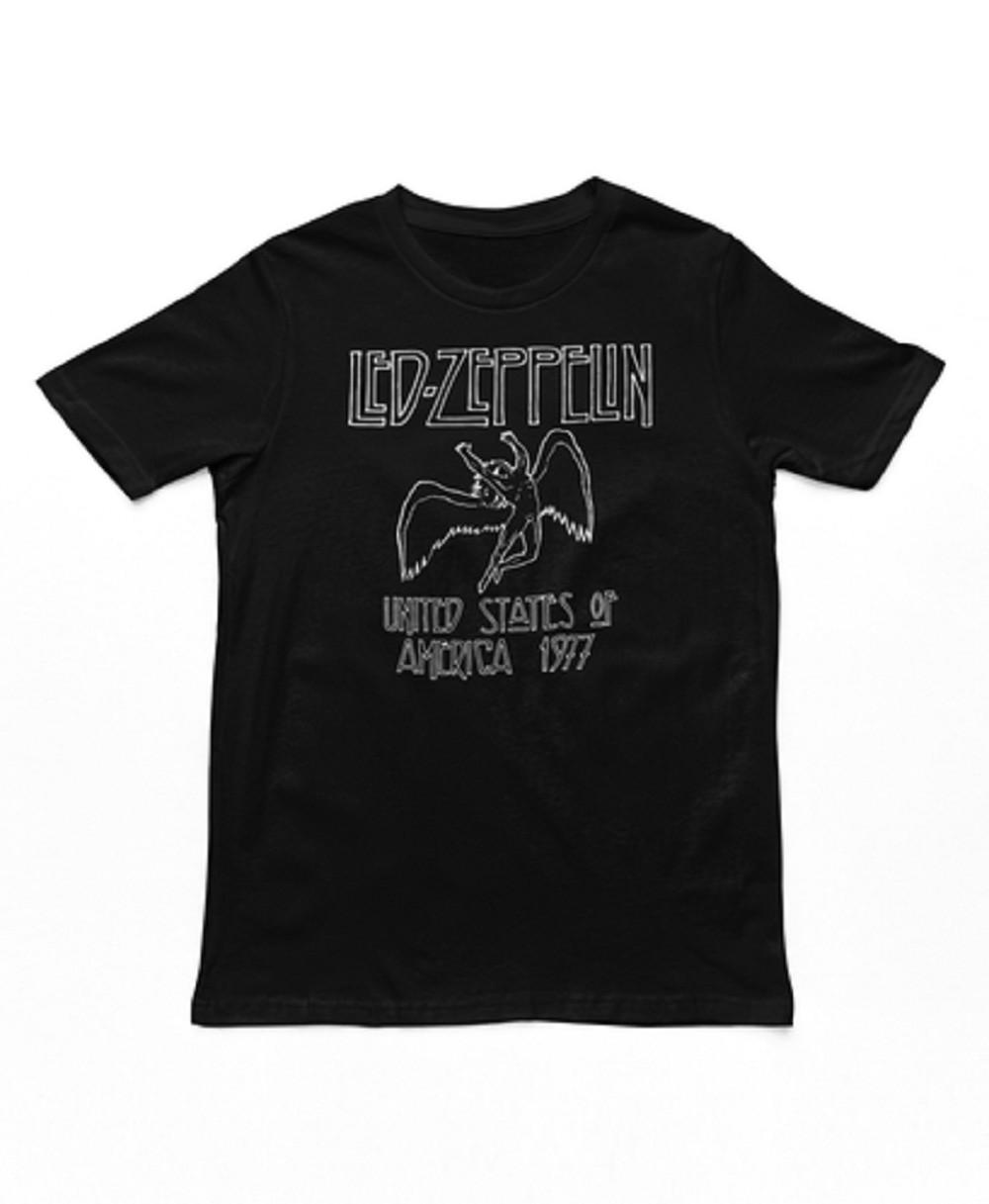 Led Zeppelin USA 1977 t-shirt, vintage tour band tee, black graphic shirt M