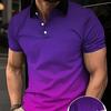 Men's Fashion Gradient Color Polo Shirt Lapel Golf Shirt Short Sleeve Printed Button Clothing Fashion Design Casual Breathable