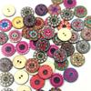 100Pcs Bohemian Style Retro Pattern Round Shape Wooden Buttons Clothing Decor