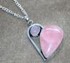 Locket Heart Rose Quartz 925 Silver Plated Necklace 16" Party Wear Design S6A16
