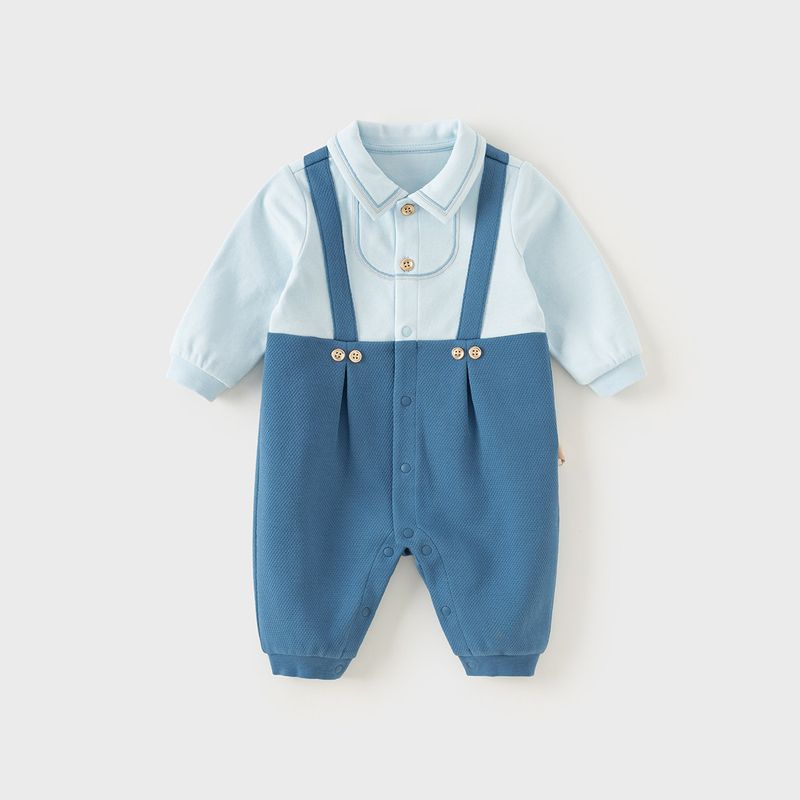 David Bella Newborn Baby Boy Romper Spring Outfit 2026 New Style Infant Outdoor Clothing Blue [Ready Stock] 90