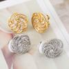 Micro Inlaid Zircon Clip On Earrings Non Piercings for Women Gold Rotating Sunflower Fashion Luxurious Wedding Party Jewelry