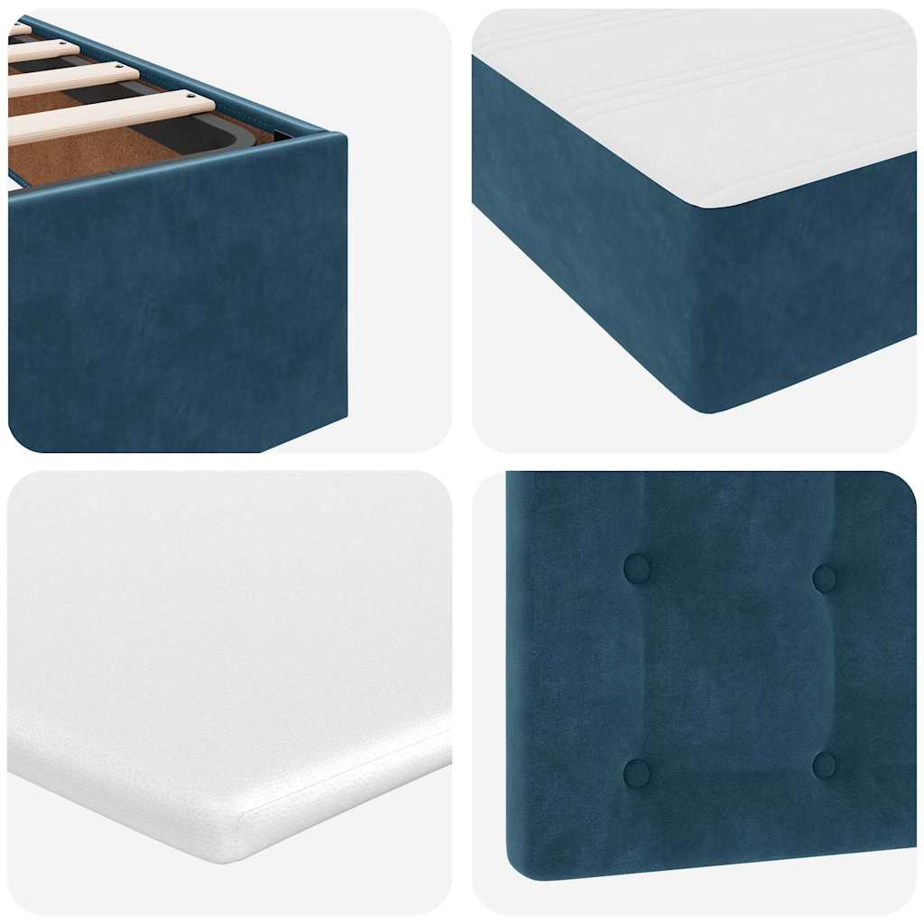 Ottoman Bed with Mattress Dark Blue 100x200 Cm Velvet