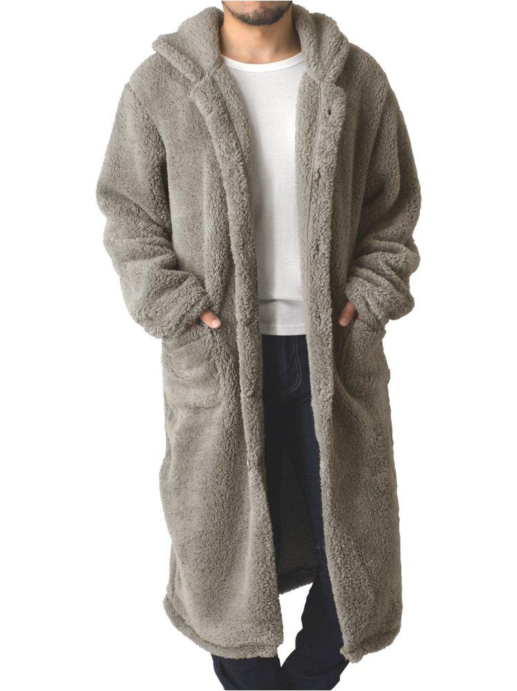 

Boa Fleece Hooded Neck Cardigan for Men and Women Wearable Blanket Cardigan RQ0819 C Long Sleeve Gray [LIMITED SELECT] Long-Length - Warm, L-LL