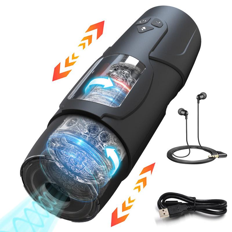 4 IN 1 Male Masturbation Automatic Telescopic Sucking Blowjob Vibrator Masturbator Cup Pussy Real Vagina Sex Toy Men Penis Exerciser Increase Erection