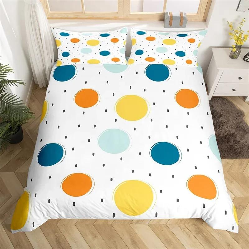 

Colorful Polka Dots King Soft Duvet Cover Circles Print Beding Set Microfiber Watercolor Dots Warm Comforter Cover For Ten Young Girls Women 100*200cm Single